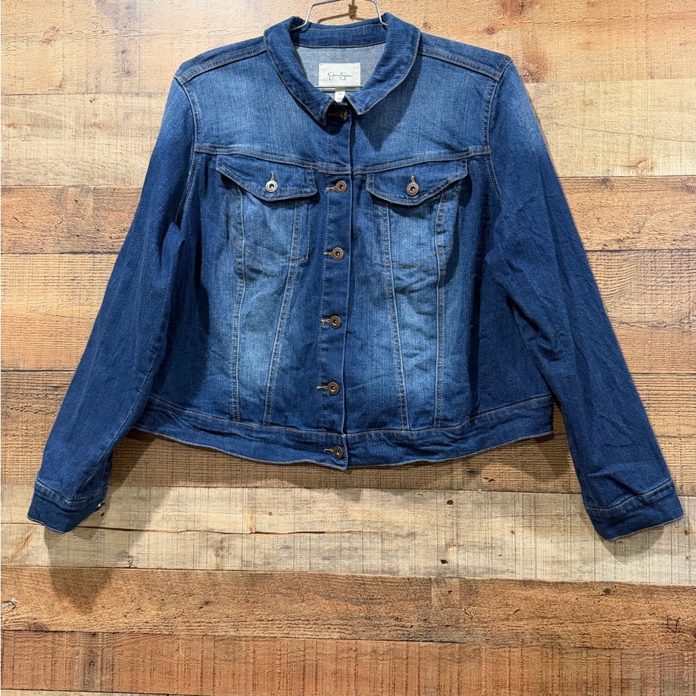 Jessica Simpson Dark Blue Denim Jean Jacket Size 1X